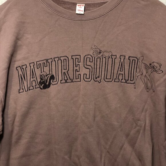 Uniqlo UT Sweatshirt Mens M Disney Nature Squad Bambi Graphic Crewneck Brown - Picture 10 of 10